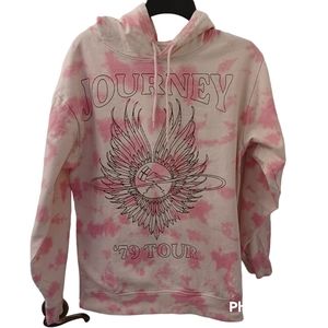 JOURNEY BRAND Pink Tie Dye Jouney '79 Tour Hoodie Sweatshirt size S